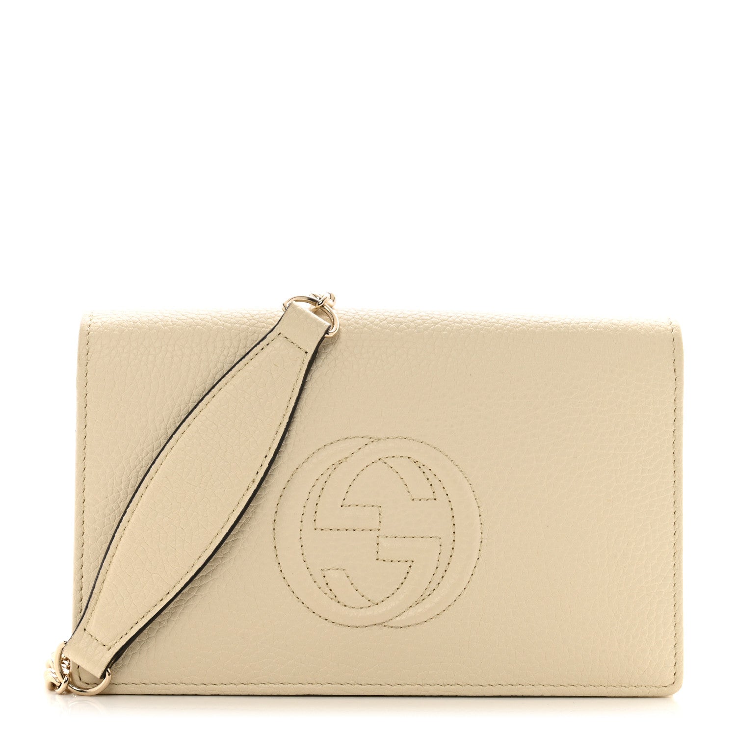 Gucci Pebbled Calfskin Soho Wallet on Chain Ivoire 1 of 12