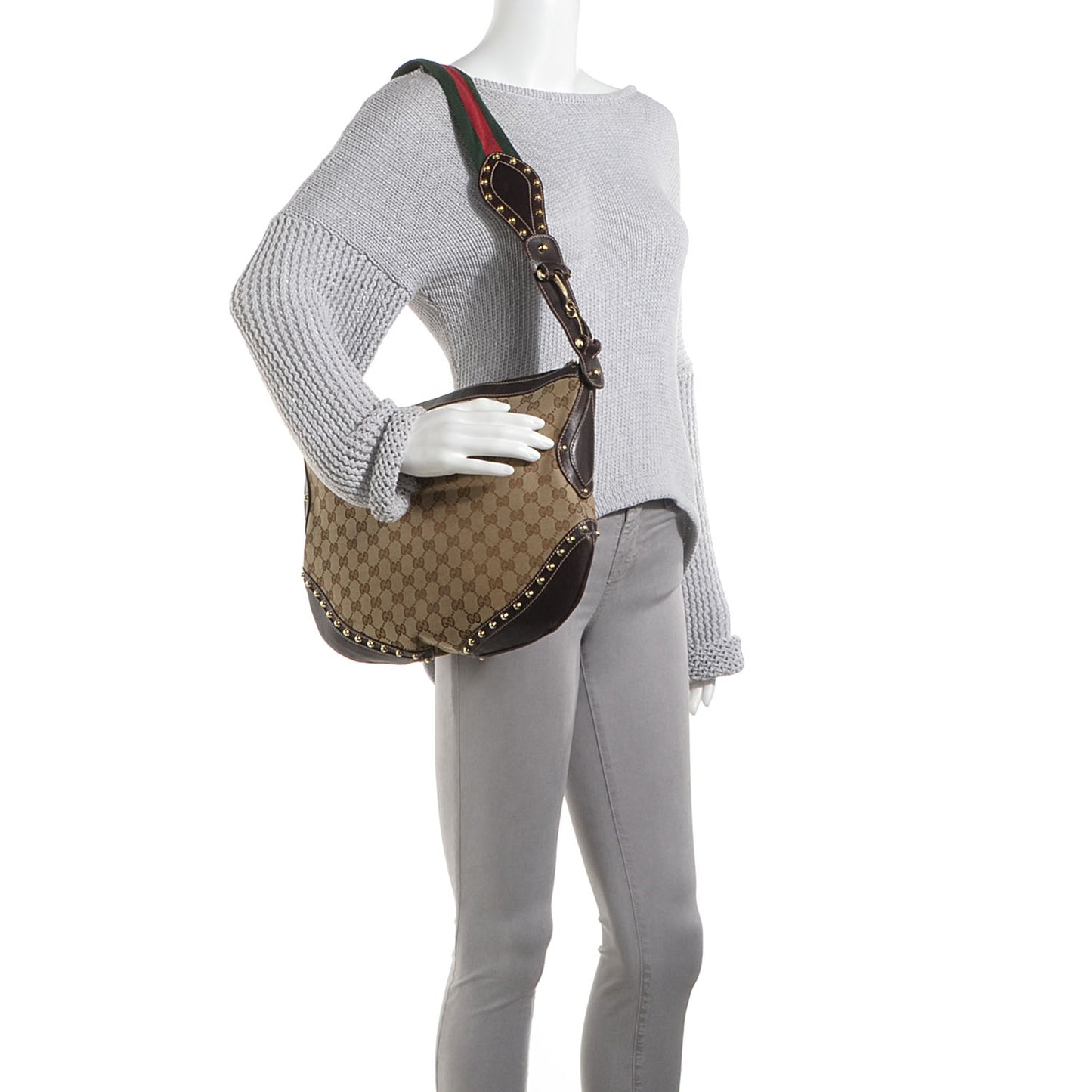 Monogram Pelham Studded Shoulder Bag Brown