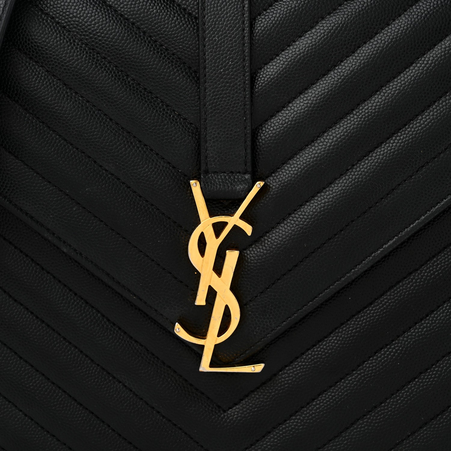 Saint Laurent Grain De Poudre Matelasse Chevron Large Monogram Satchel Black 8 of 10