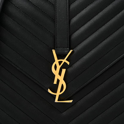 Saint Laurent Grain De Poudre Matelasse Chevron Large Monogram Satchel Black 8 of 10