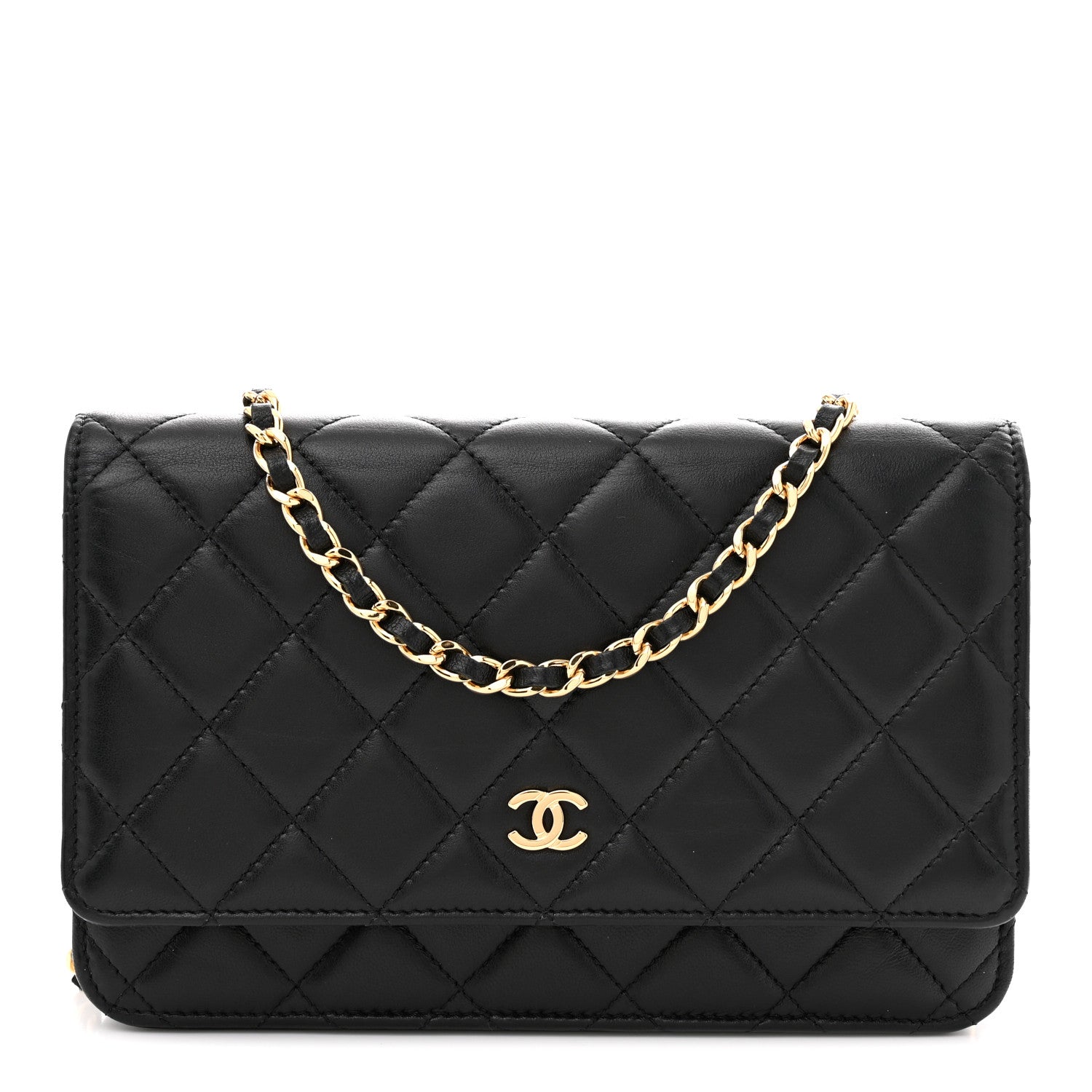 Chanel Lambskin Quilted Wallet On Chain WOC Black 1 of 11