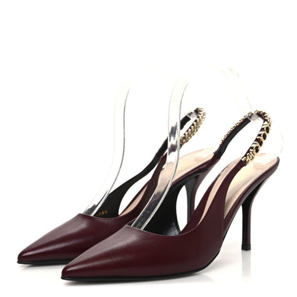 Gucci Malaga Kid Nappa Signoria Slingback Pumps 38 Rosso Ancora 4 of 12