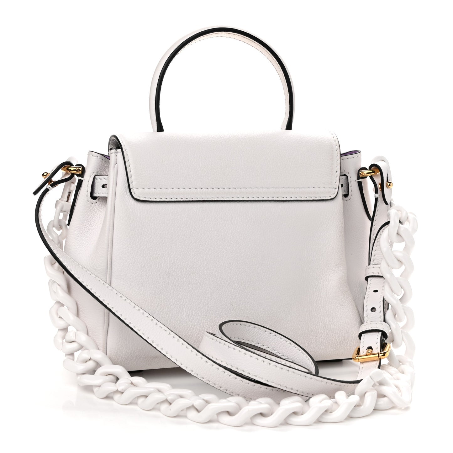Grained Calfskin Small La Medusa Top Handle Bag White