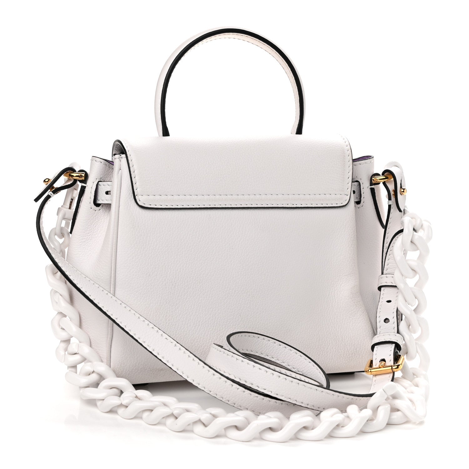 Versace Grained Calfskin Small La Medusa Top Handle Bag White 3 of 15