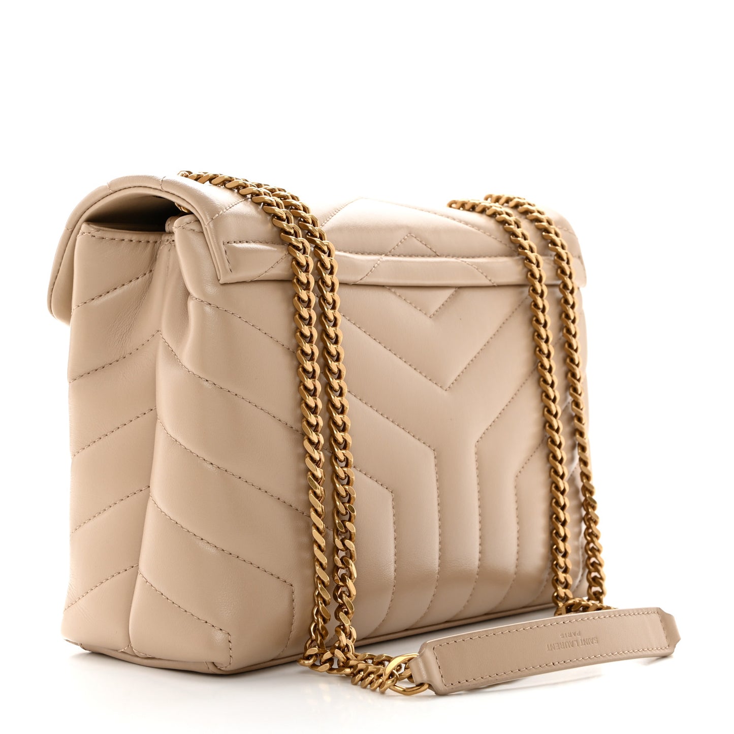 Calfskin Y Quilted Monogram Small Loulou Chain Satchel Dark Beige