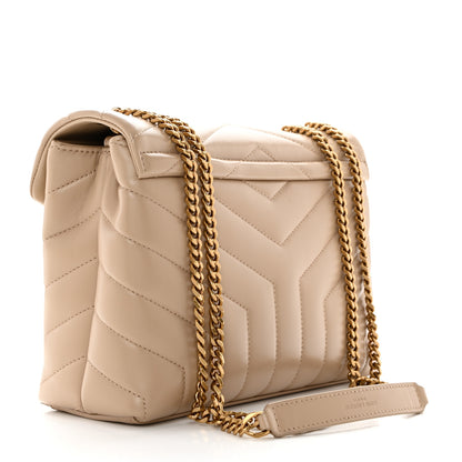 Saint Laurent Calfskin Y Quilted Monogram Small Loulou Chain Satchel Dark Beige 3 of 11
