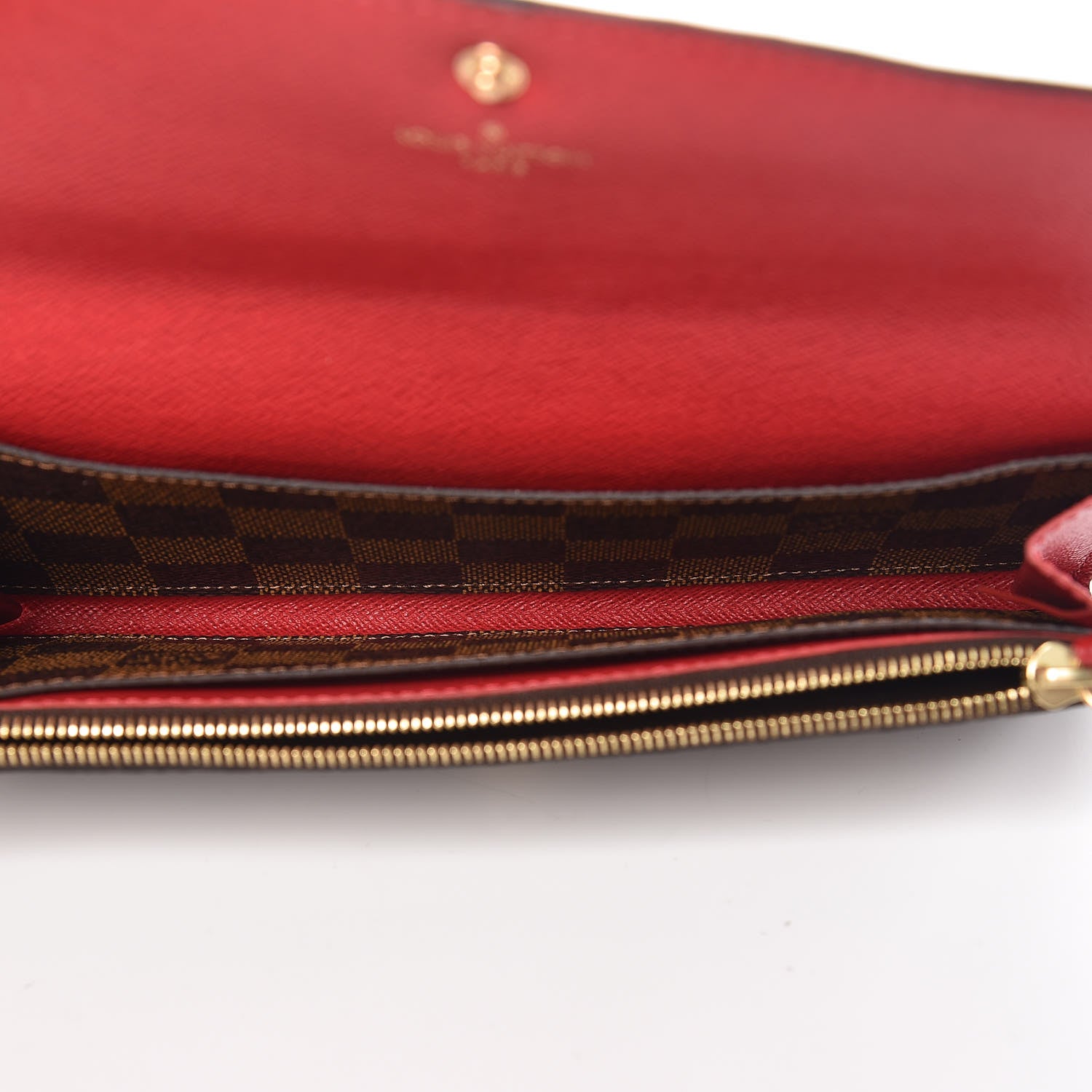 Louis Vuitton Damier Ebene Emilie Wallet Red 5 of 11