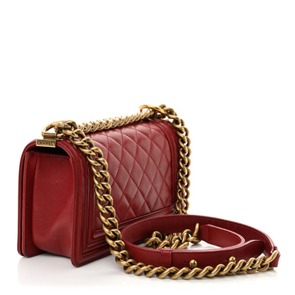 Chanel Lambskin Quilted Small Boy Flap Dark Red 3 of 12