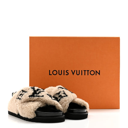 Louis Vuitton Shearling Calfskin Paseo Flat Comfort Sandal 38.5 Beige 12 of 12