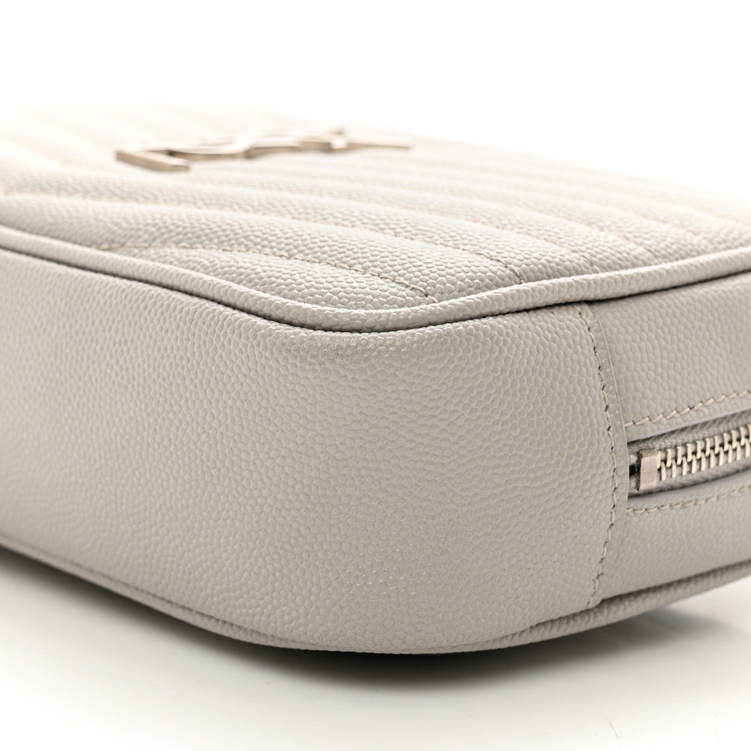 Saint Laurent Grain De Poudre Matelasse Monogram Mini Lou Camera Bag Granite 9 of 10