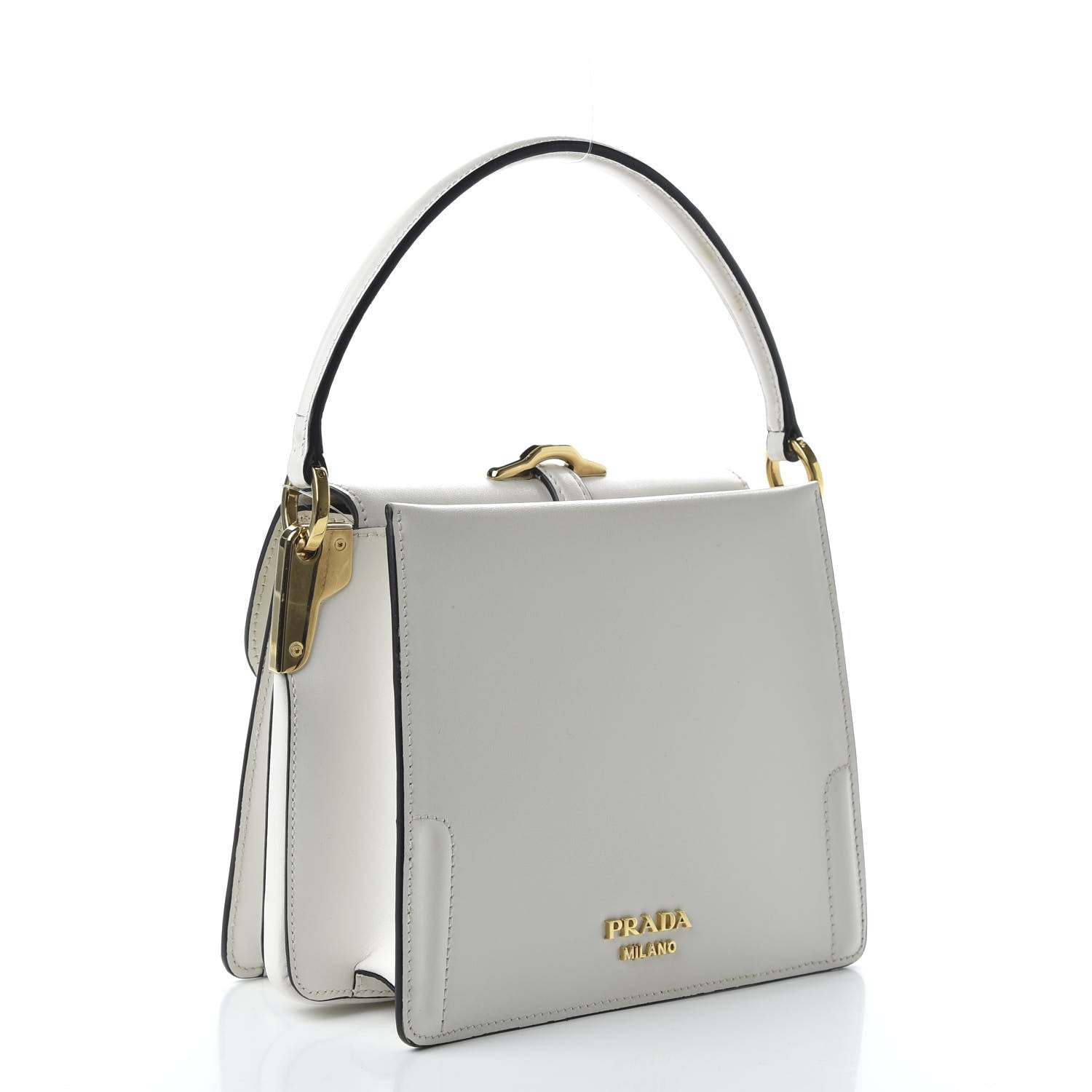 Prada City Calfskin Small Belle Top Handle Bag Bianco 3 of 11