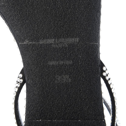 Saint Laurent Calfskin Studded Raso Seta Sandals 39.5 Black 7 of 9