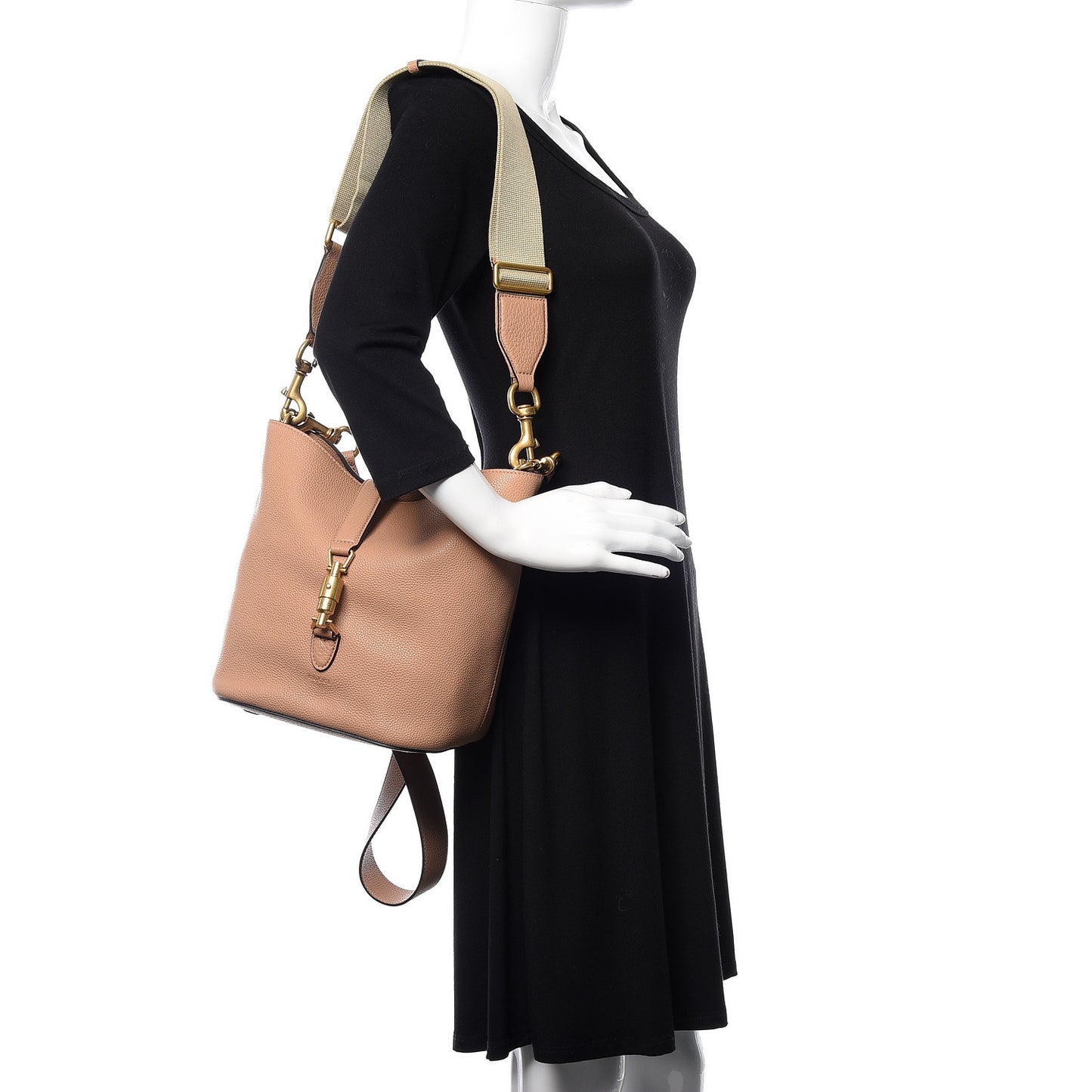 Soft Grained Calfskin Small Jackie Bucket Bag Camelia