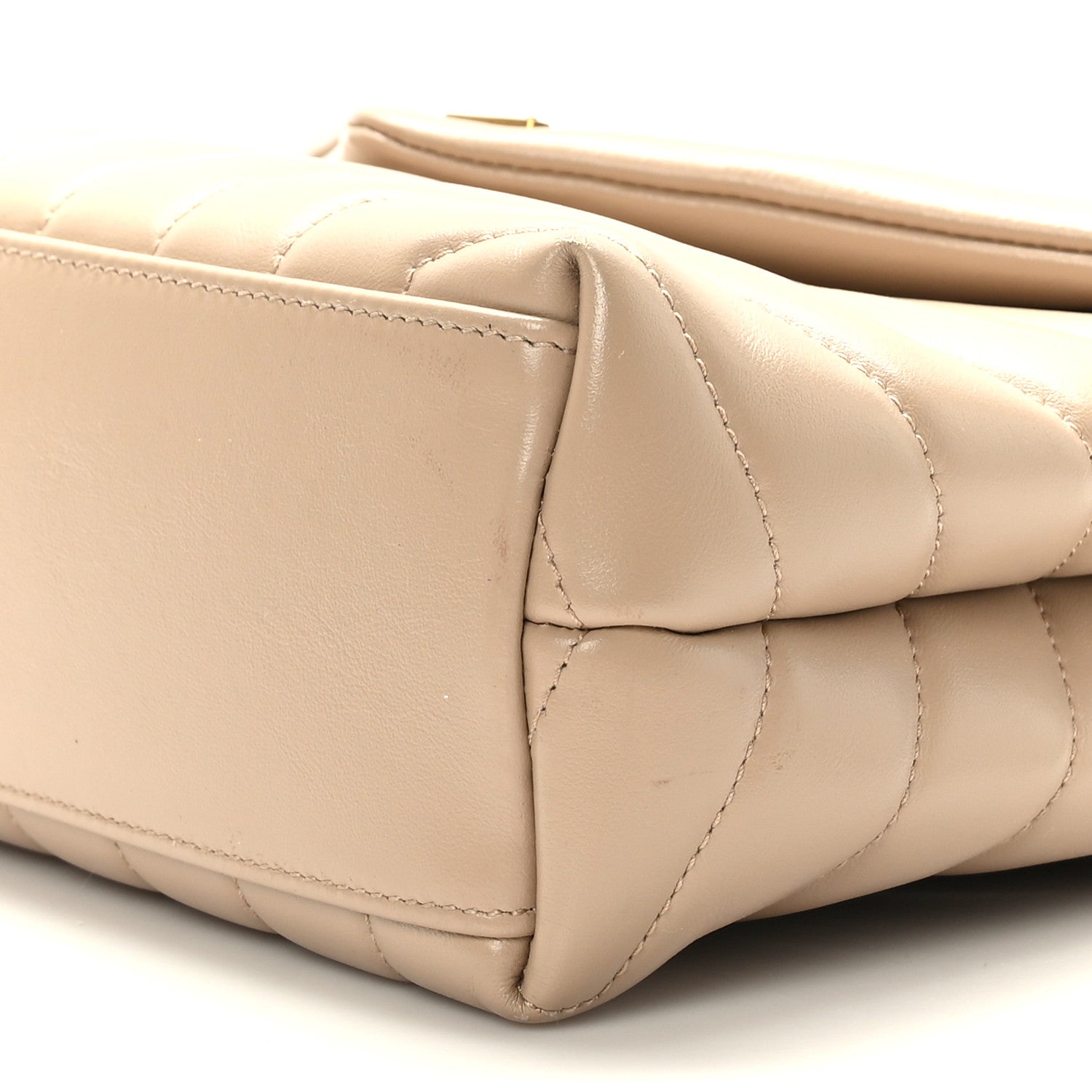 Saint Laurent Calfskin Y Quilted Monogram Small Loulou Chain Satchel Dark Beige 9 of 9