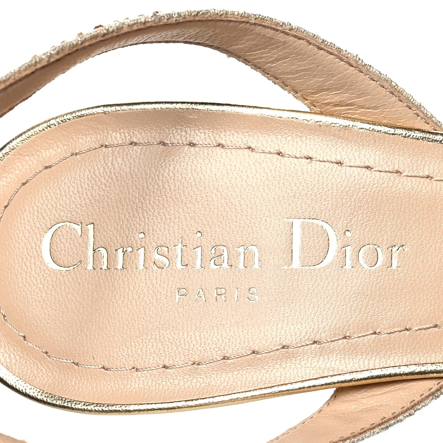 Laminated Calfskin Crystal Embroidered Dway 100mm Sandals 37.5 Gold