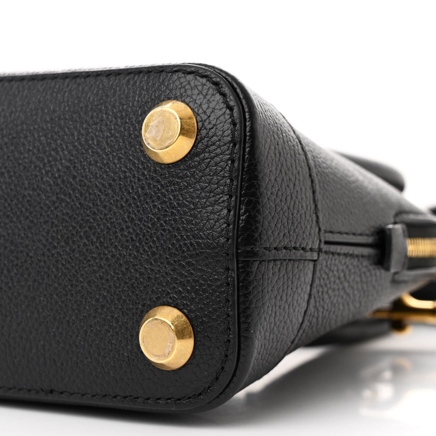 Signature Grained Calfskin XXS Ville Top Handle Bag Black White