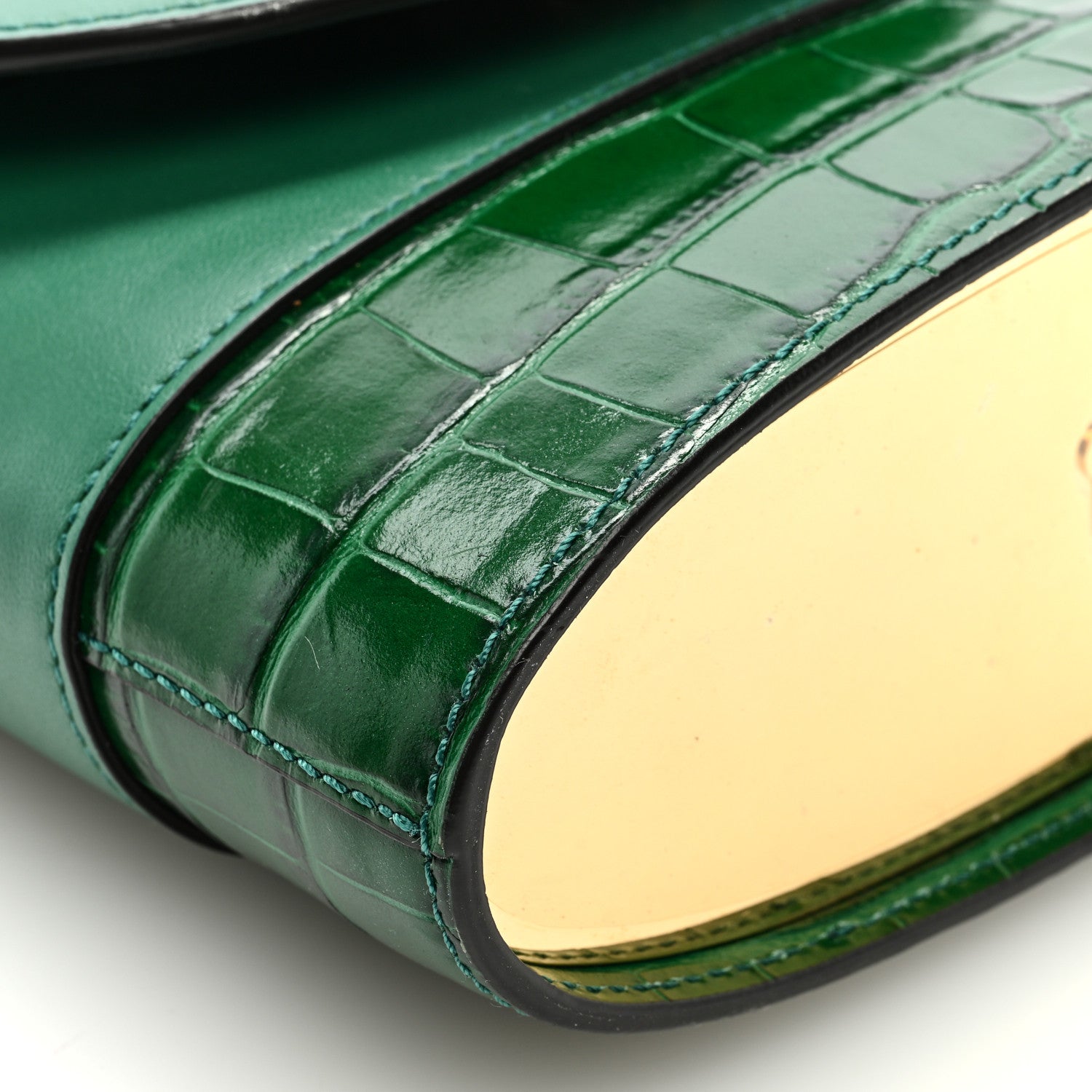 Chloe Calfskin Crocodile Embossed Small Aby Lock Woodsy Green 7 of 8