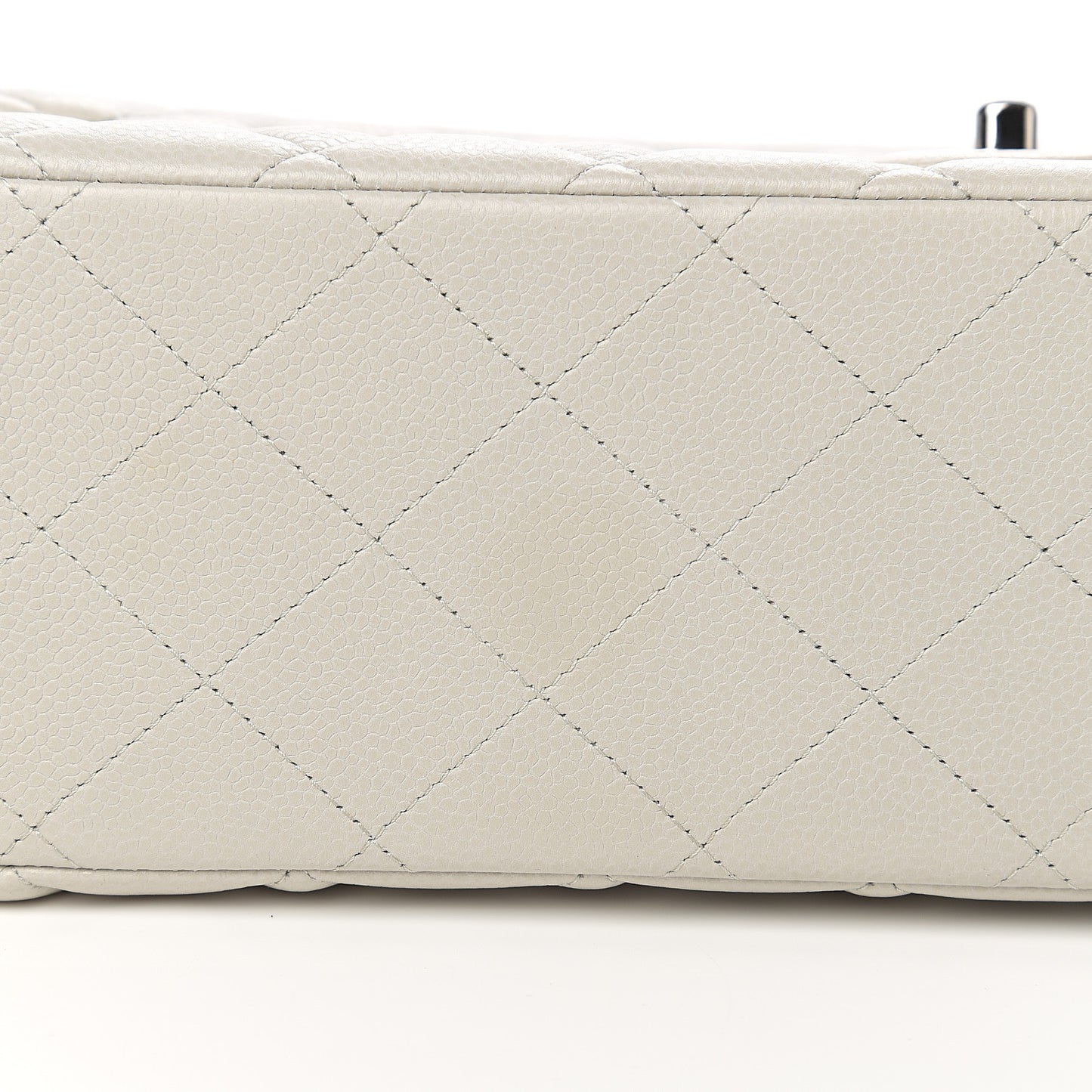 Calfskin Quilted Maxi Double Flap Light Grey