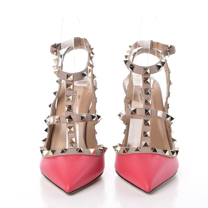 Valentino Garavani Calfskin Nappa Rockstud Ankle Strap 100mm Pumps 37.5 Deep Fuxia Poudre 2 of 11