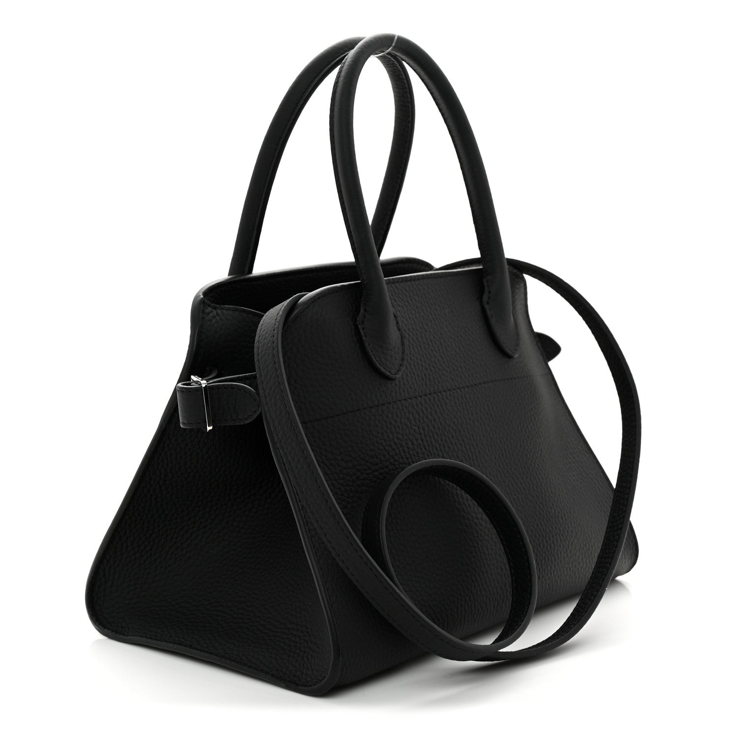 The Row Grained Calfskin Soft Margaux 10 Bag Black 3 of 9