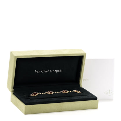Van Cleef & Arpels 18K Yellow Gold Carnelian 5 Motifs Vintage Alhambra Bracelet 6 of 6