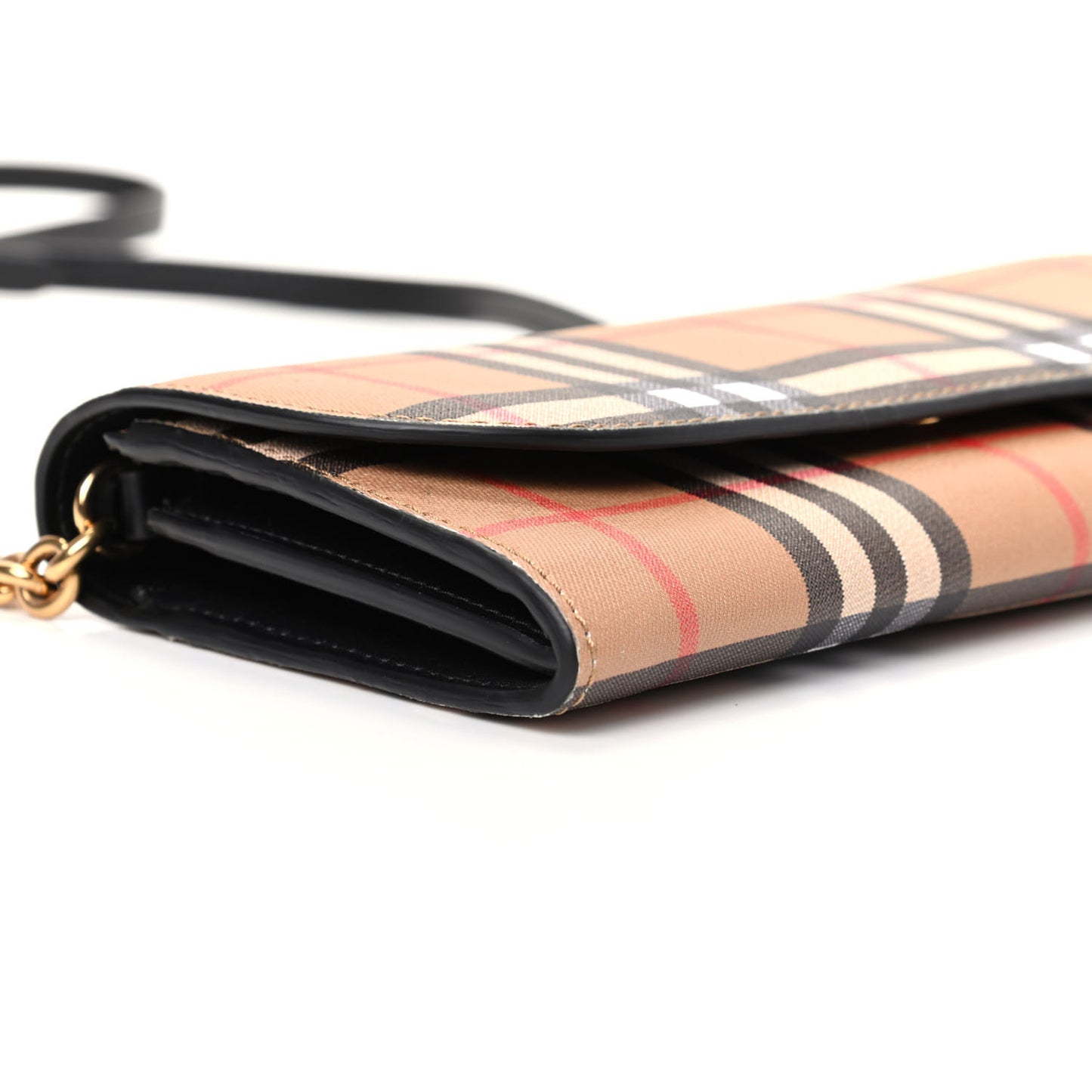 Vintage Check Henley Wallet On Chain Black