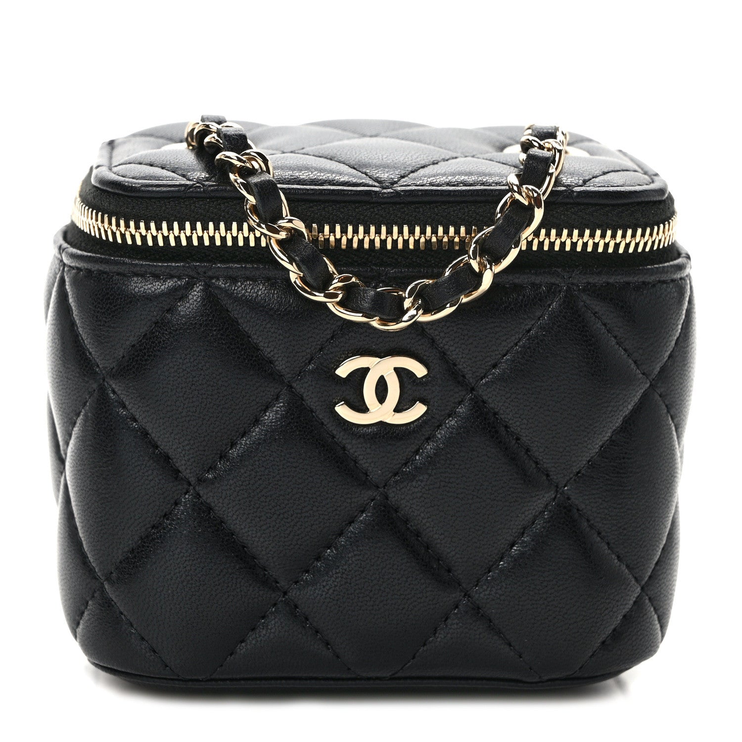 Chanel Lambskin Quilted Mini Vanity Case With Chain Black 1 of 10