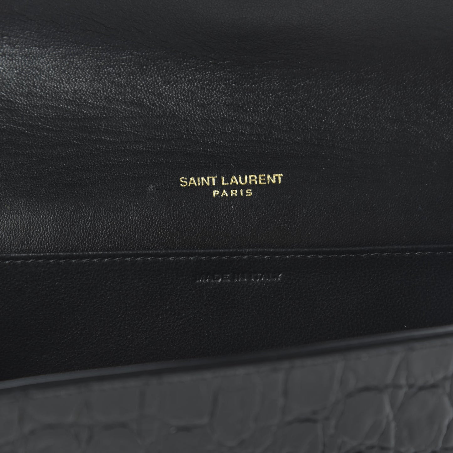 Calfskin Crocodile Embossed Monogram Uptown Chain Wallet Black
