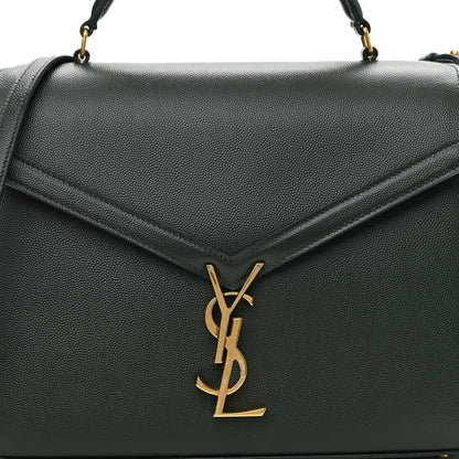 Saint Laurent Grain de Poudre Medium Classic Monogram Cassandra Top Handle Dark Green 6 of 10