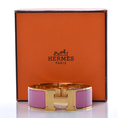 Hermes Enamel Wide Clic Clac H Bracelet PM Rose Flamingo 9 of 9
