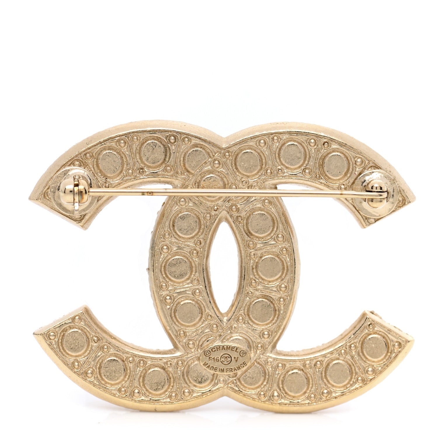Chanel Metal Crystal Graduated Pearl CC Brooch Gold 3 of 5