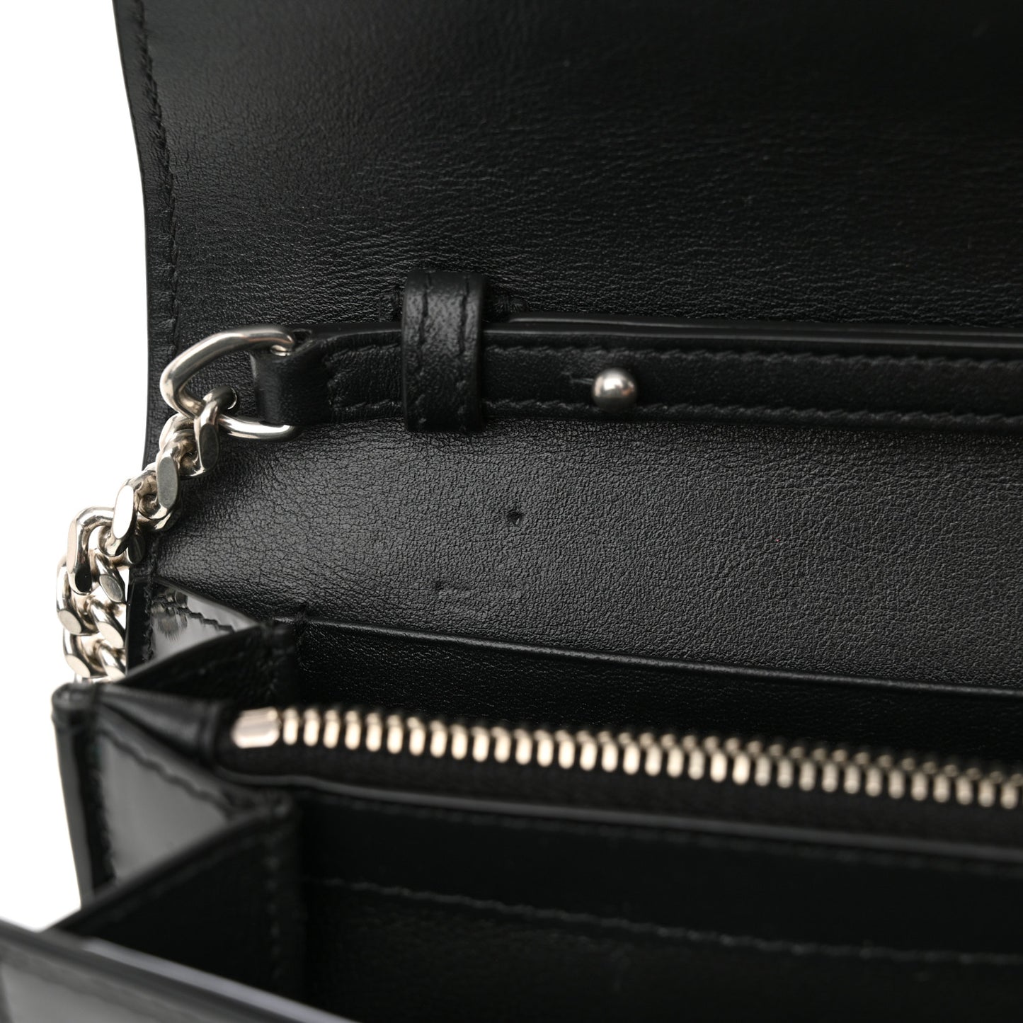 Glazed Calfskin Cassandre Wallet On Chain WOC Black