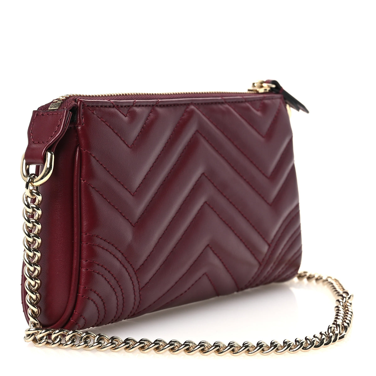 Gucci Nappa Chevron Matelasse GG Marmont Small Shoulder Bag Rosso Ancora 3 of 11