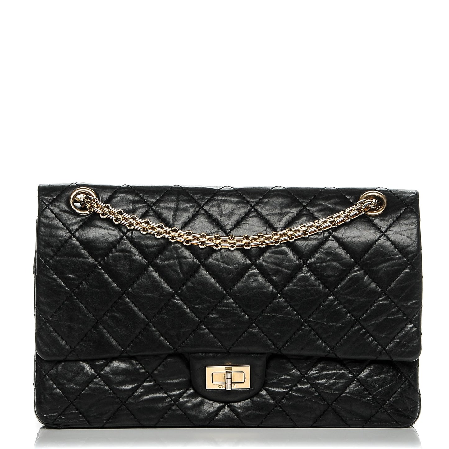 Aged Calfskin Quilted 2.55 Reissue 226 Flap Black