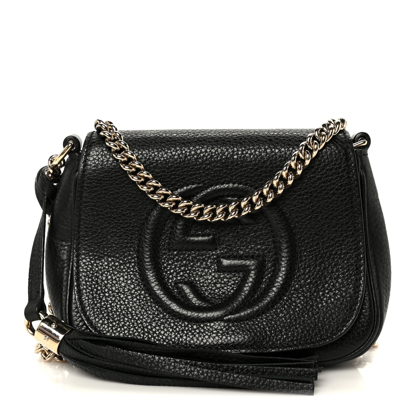 Pebbled Calfskin Small Soho Flap Crossbody Black