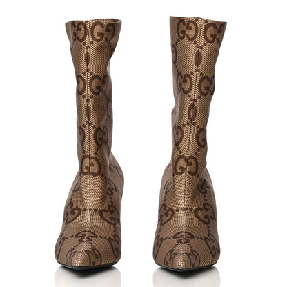 Balenciaga X GUCCI Jersey Maxi GG Monogram Crepe Knife Booties 37 Camel Ebony 2 of 10
