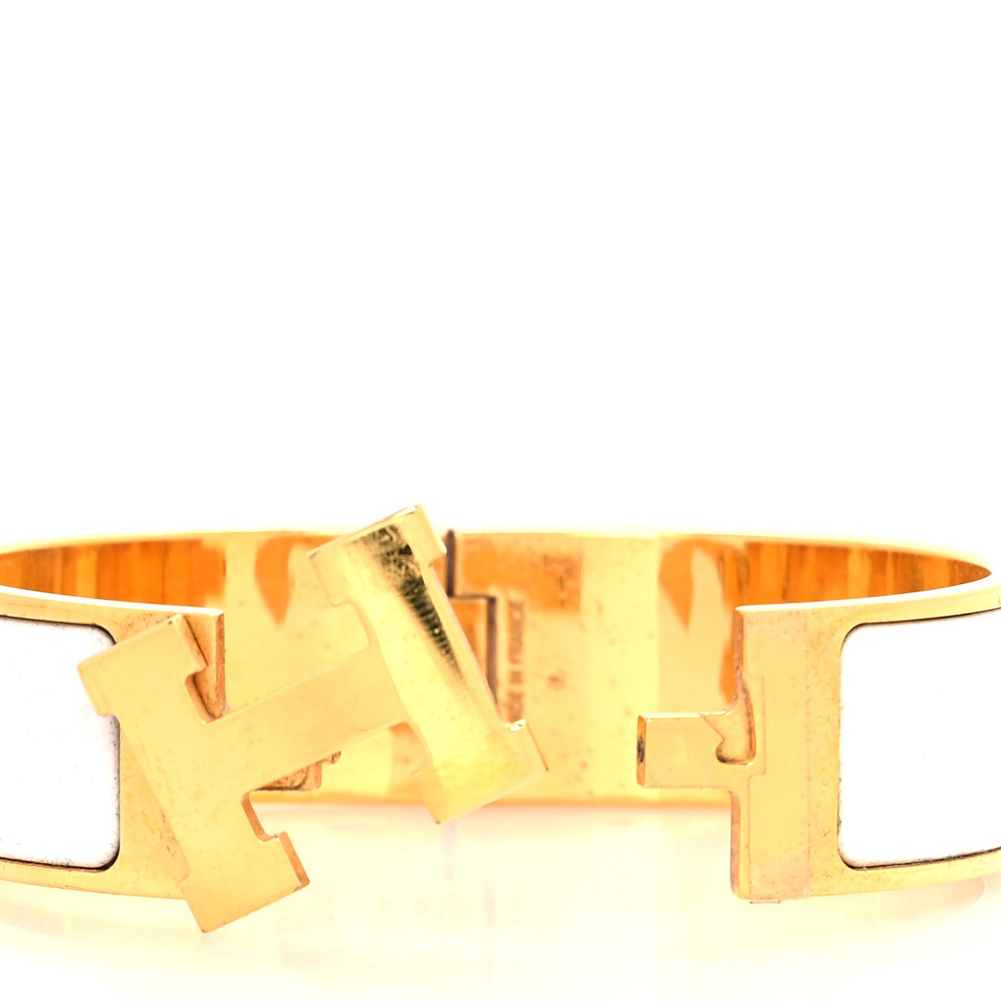 Enamel Wide Clic Clac H Bracelet GM White