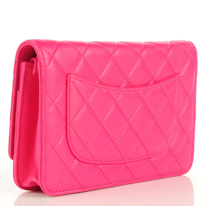 Chanel Lambskin Quilted Wallet On Chain WOC Dark Pink 3 of 8