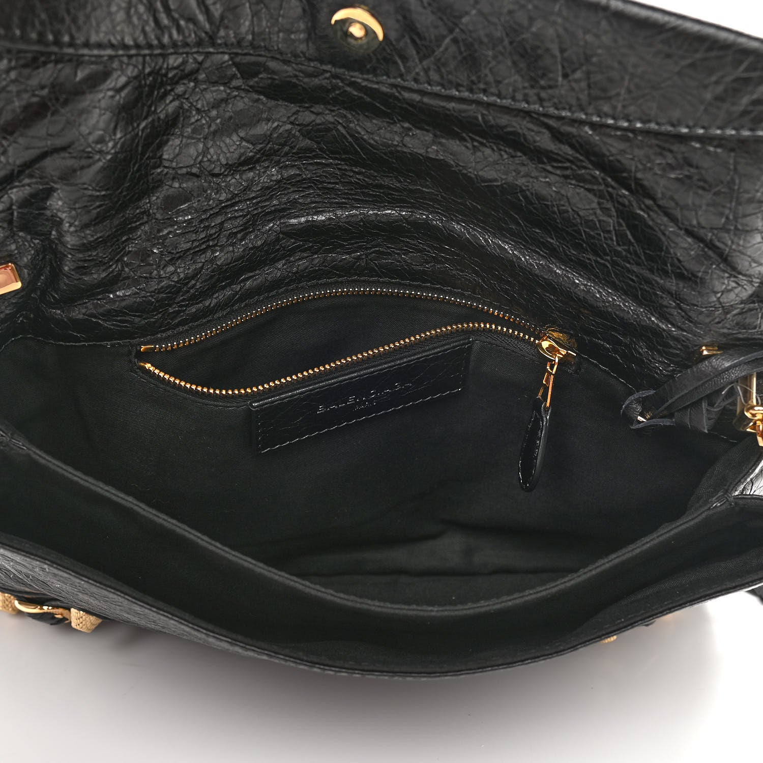 Balenciaga Agneau Giant 12 Gold Hardware Envelope Strap Clutch Black 4 of 9