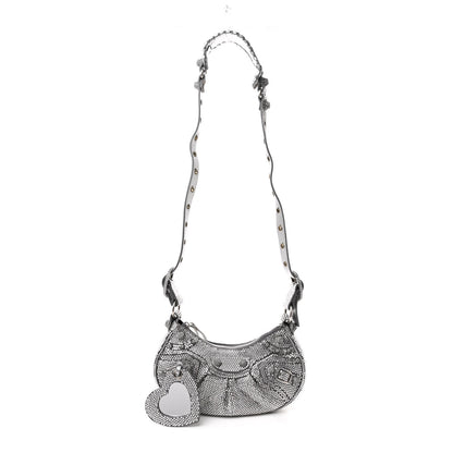 Balenciaga Rhinestone Encrusted Le Cagole Shoulder Bag XS Silver 3 of 12