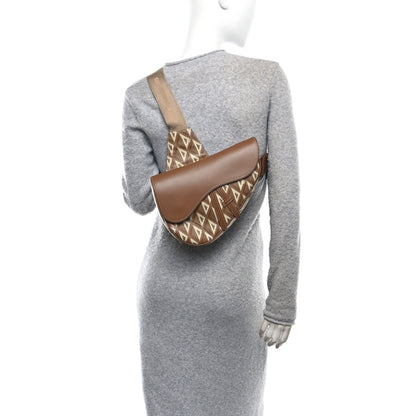 Christian Dior Coated Canvas CD Diamond Printed Mens Saddle Bag Coffee 2 of 12
