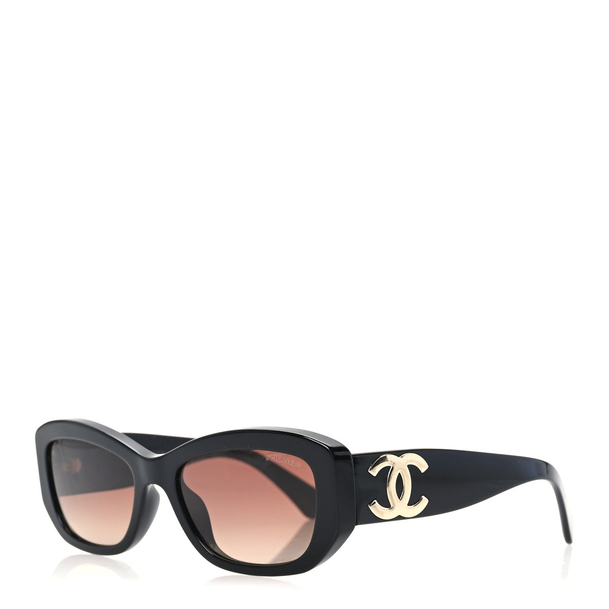 Chanel Acetate Rectangle Sunglasses 5493-A Black Brown 1 of 7