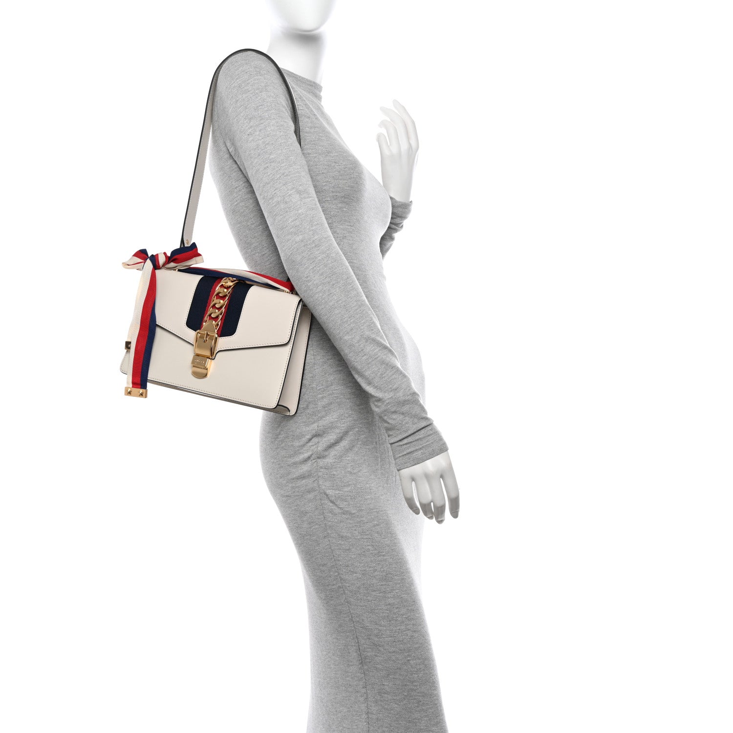 Gucci Calfskin Small Sylvie Shoulder Bag White 2 of 10