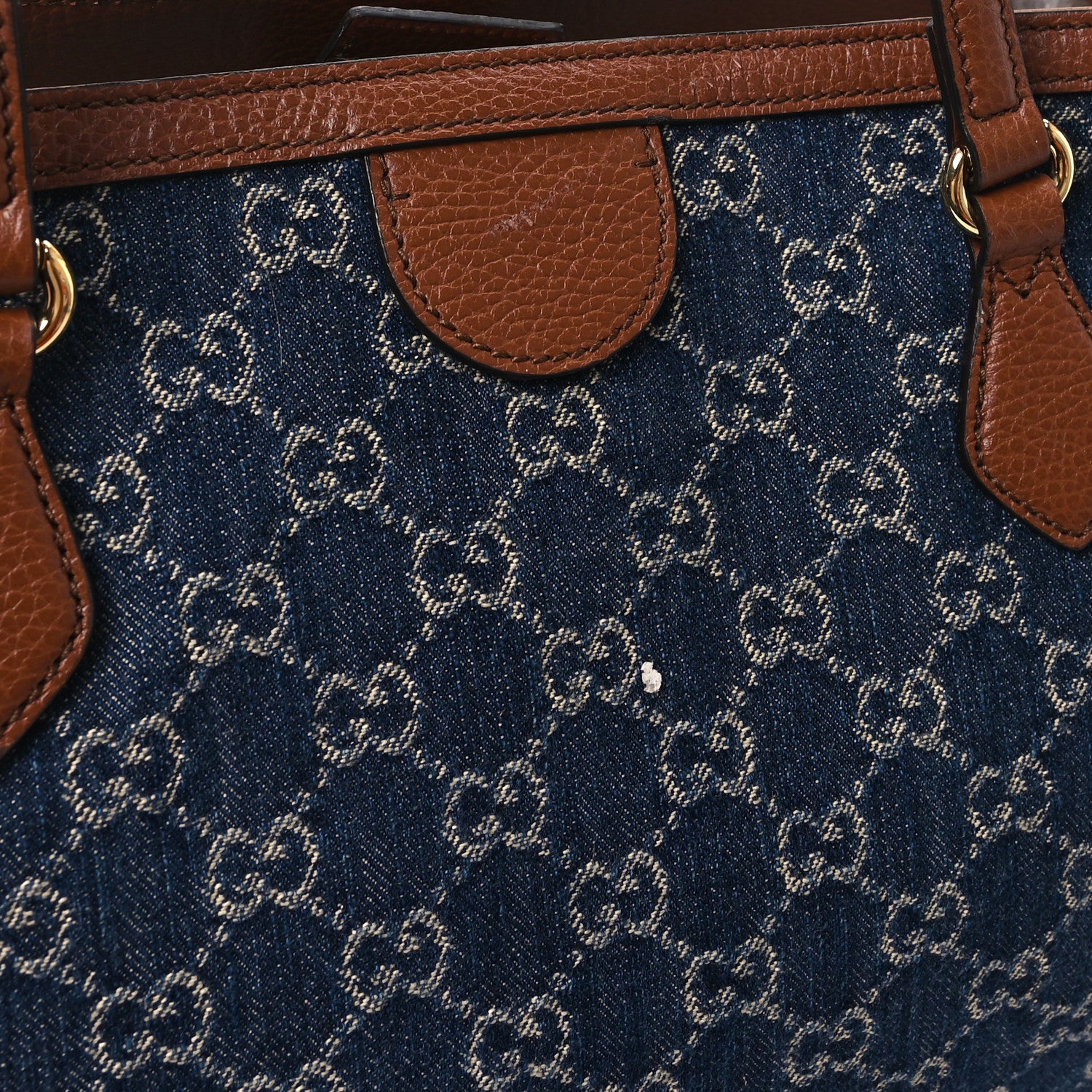 Gucci New Denim GG Monogram Medium Ophidia Shopping Tote Blue Tea Cuir 11 of 11