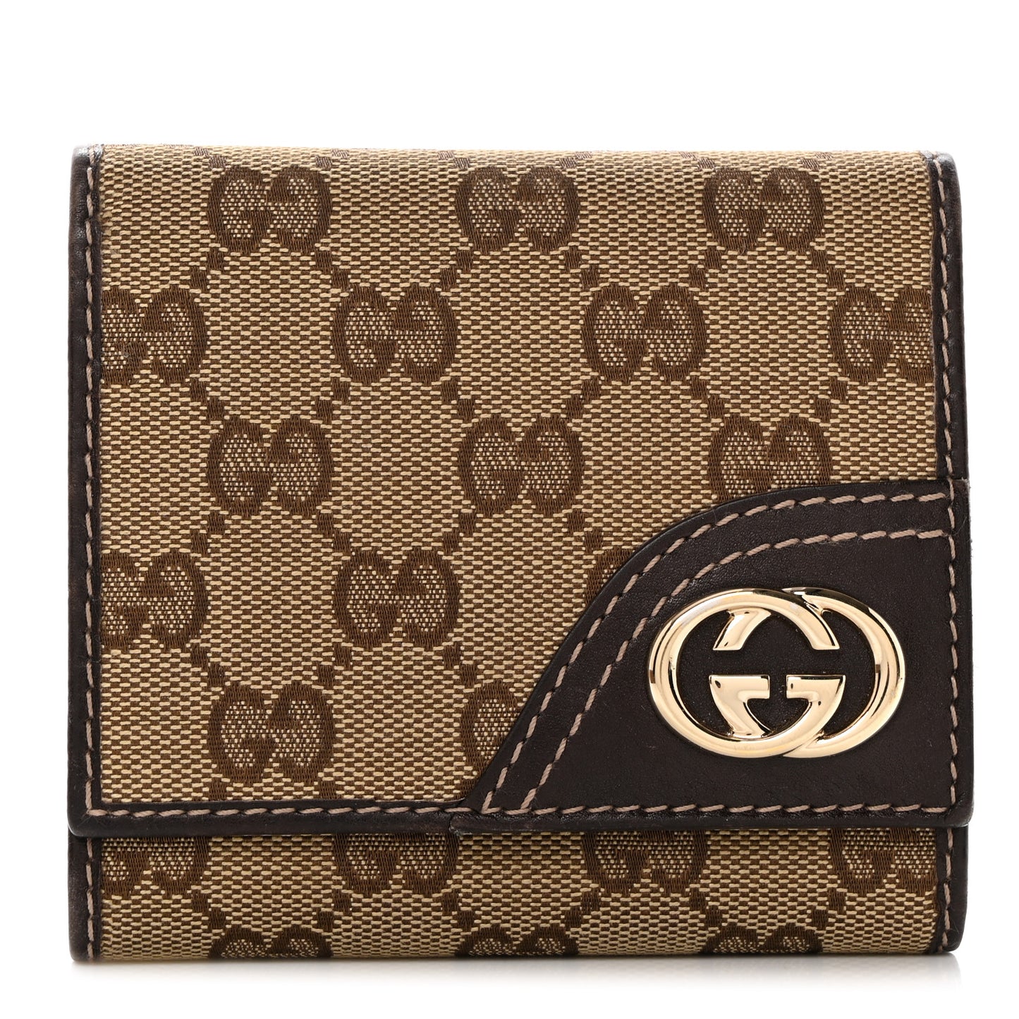 Monogram Britt Tri Fold Wallet Dark Brown