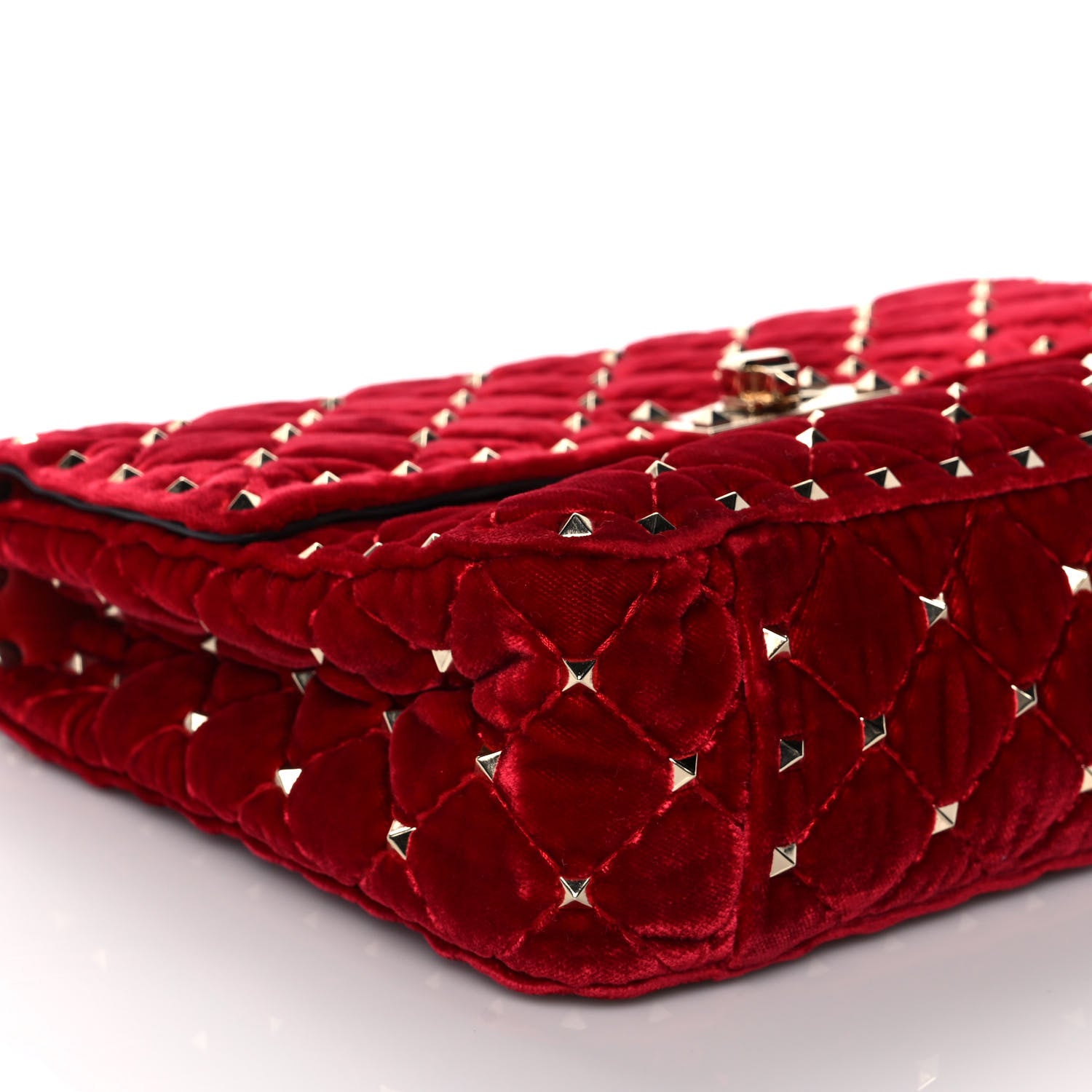 Valentino Garavani Velvet Medium Rockstud Spike Shoulder Bag Rosso Valentino 8 of 11