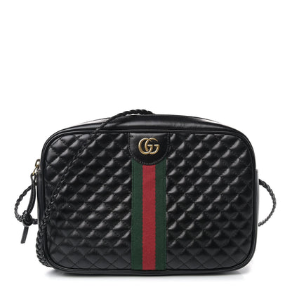 Gucci Calfskin Web Trapuntata Small GG Shoulder Bag Black 1 of 10