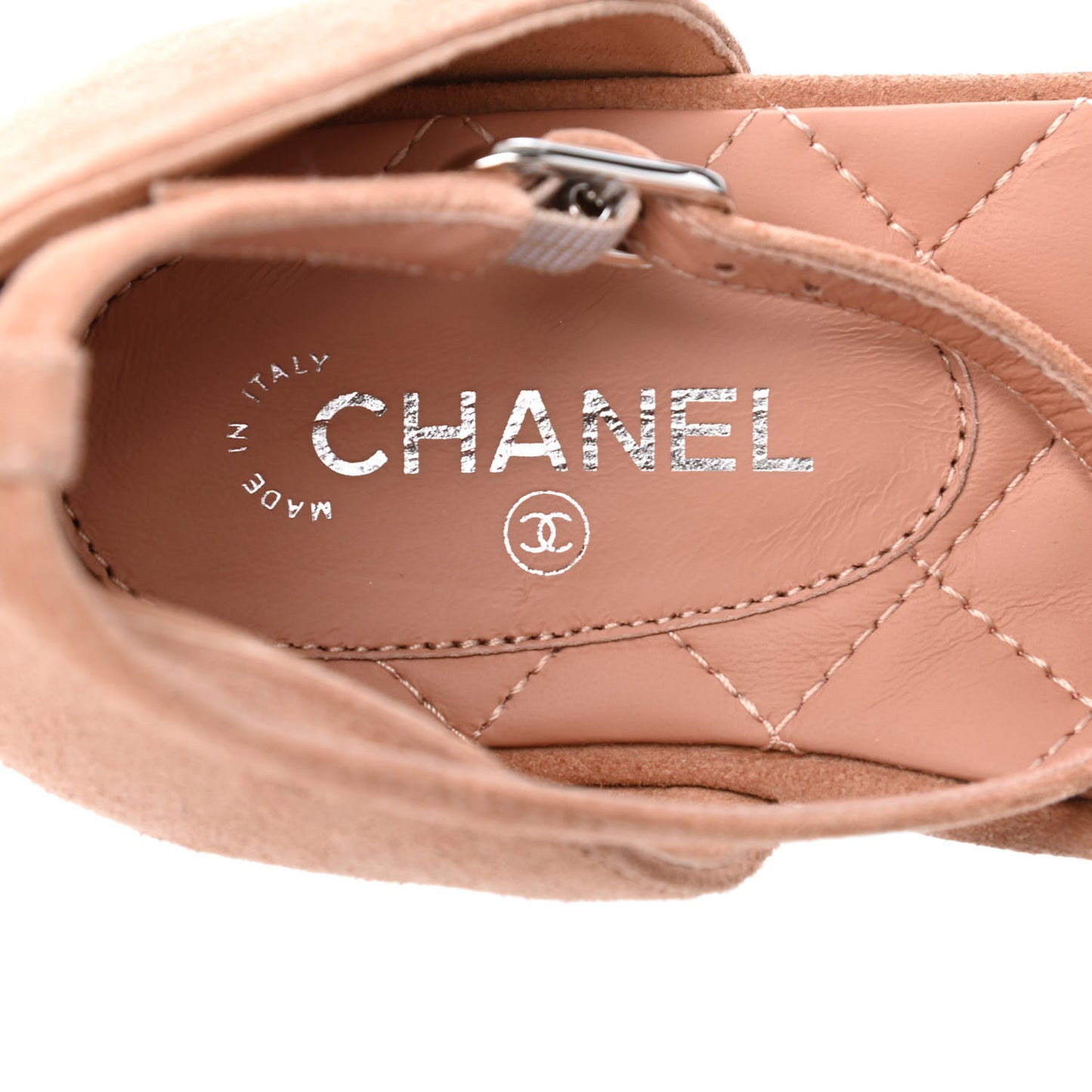 Suede Grosgrain Cap Toe CC Ankle Strap Sandals 40 Pink Black