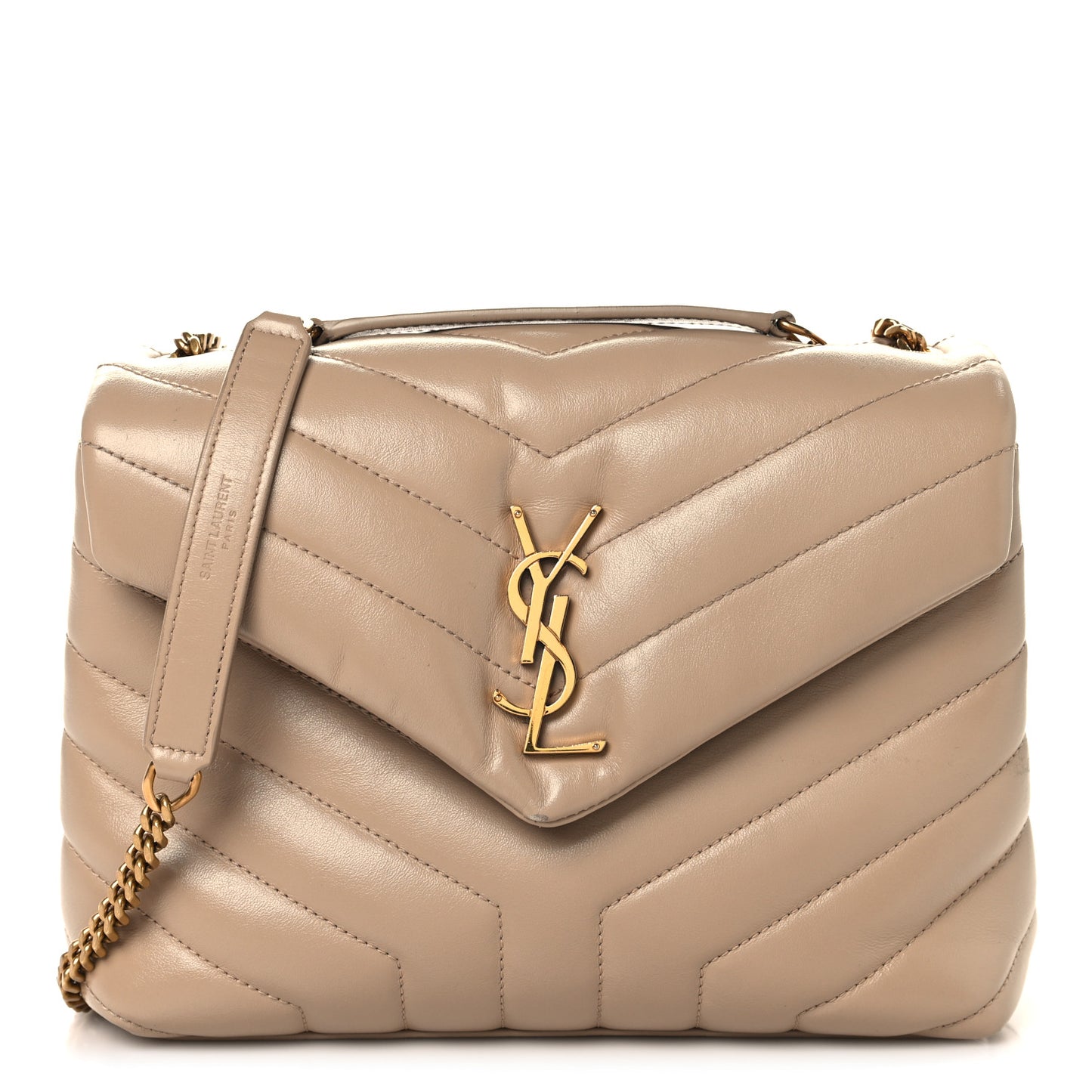 Calfskin Y Quilted Monogram Small Loulou Chain Satchel Dark Beige Dark Beige