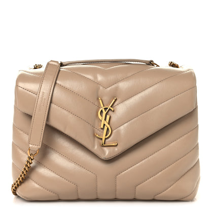 Saint Laurent Calfskin Y Quilted Monogram Small Loulou Chain Satchel Dark Beige Dark Beige 1 of 10